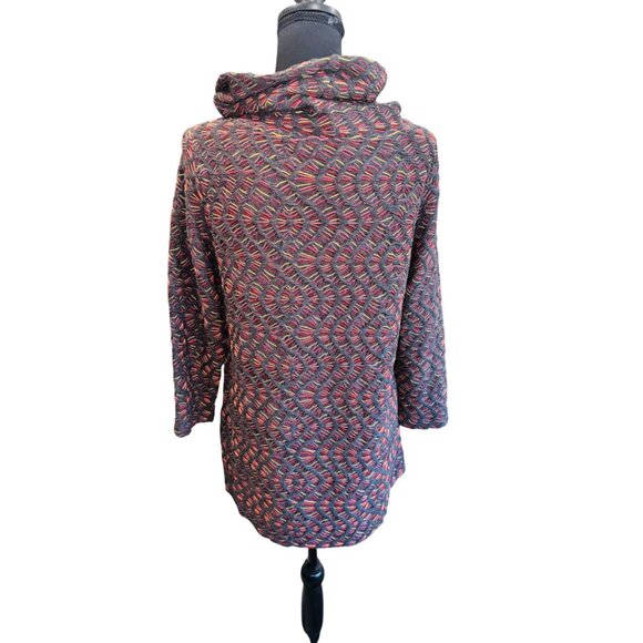 Ali Miles Multicolor Textured Knit Cowl Neck Jersey Sweater Tunic Top S Boho - Picture 2 of 10